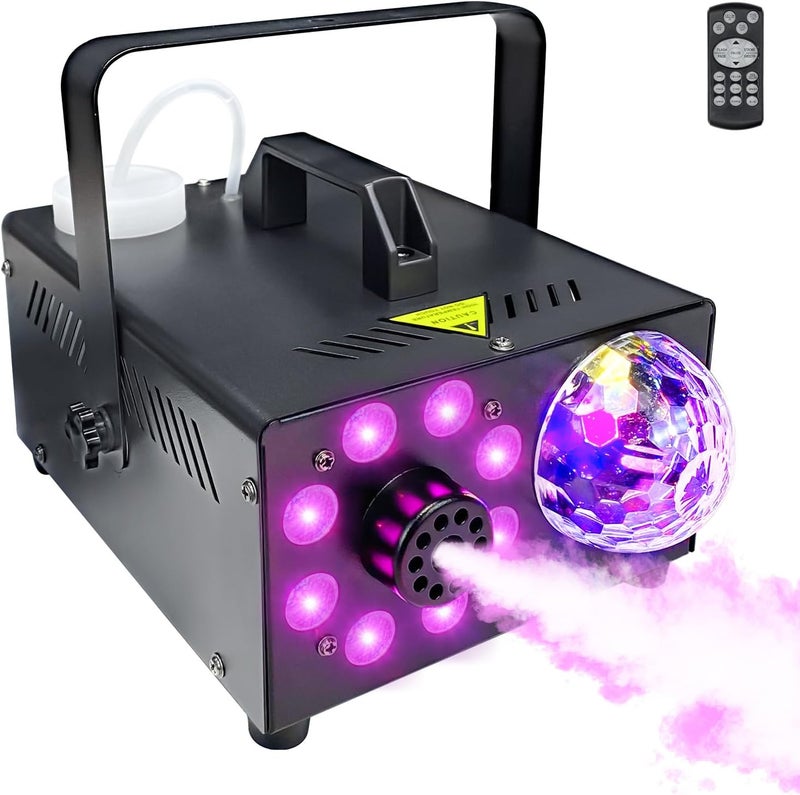 JIYUZEST Fog Machine with Remote, Indoor Smoke Machine for Halloween & Parties, 600W 2000CFM, 13 Color LED Lights & Timer for DJ Stage, Wedding, Photography - Image 1